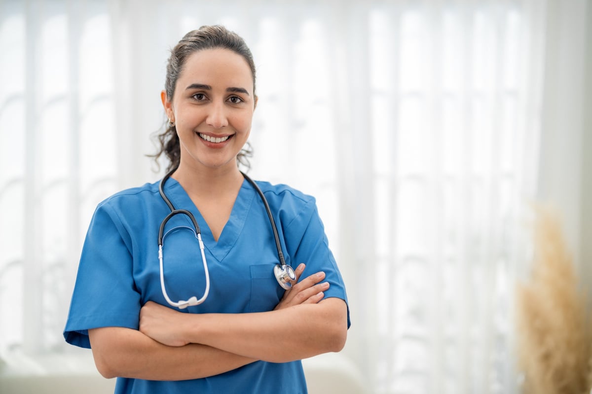 Healthcare professional smiling