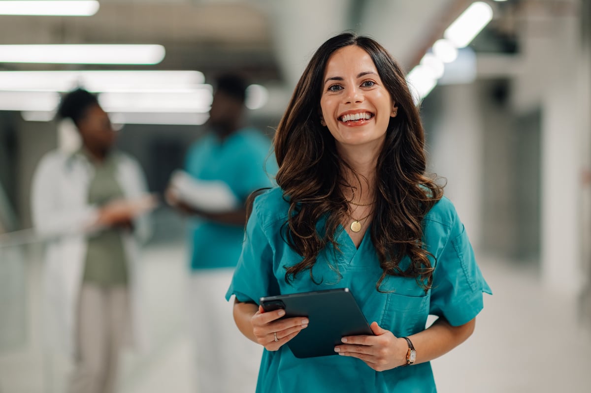 Medical professional with tablet